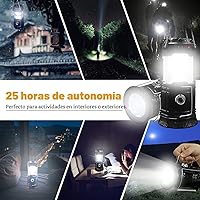Vista 4 de Linterna LED plegable portátil para campamento, XTAUTO ligera, impermeable, solar, recargable, USB, kits de supervivencia para interiores