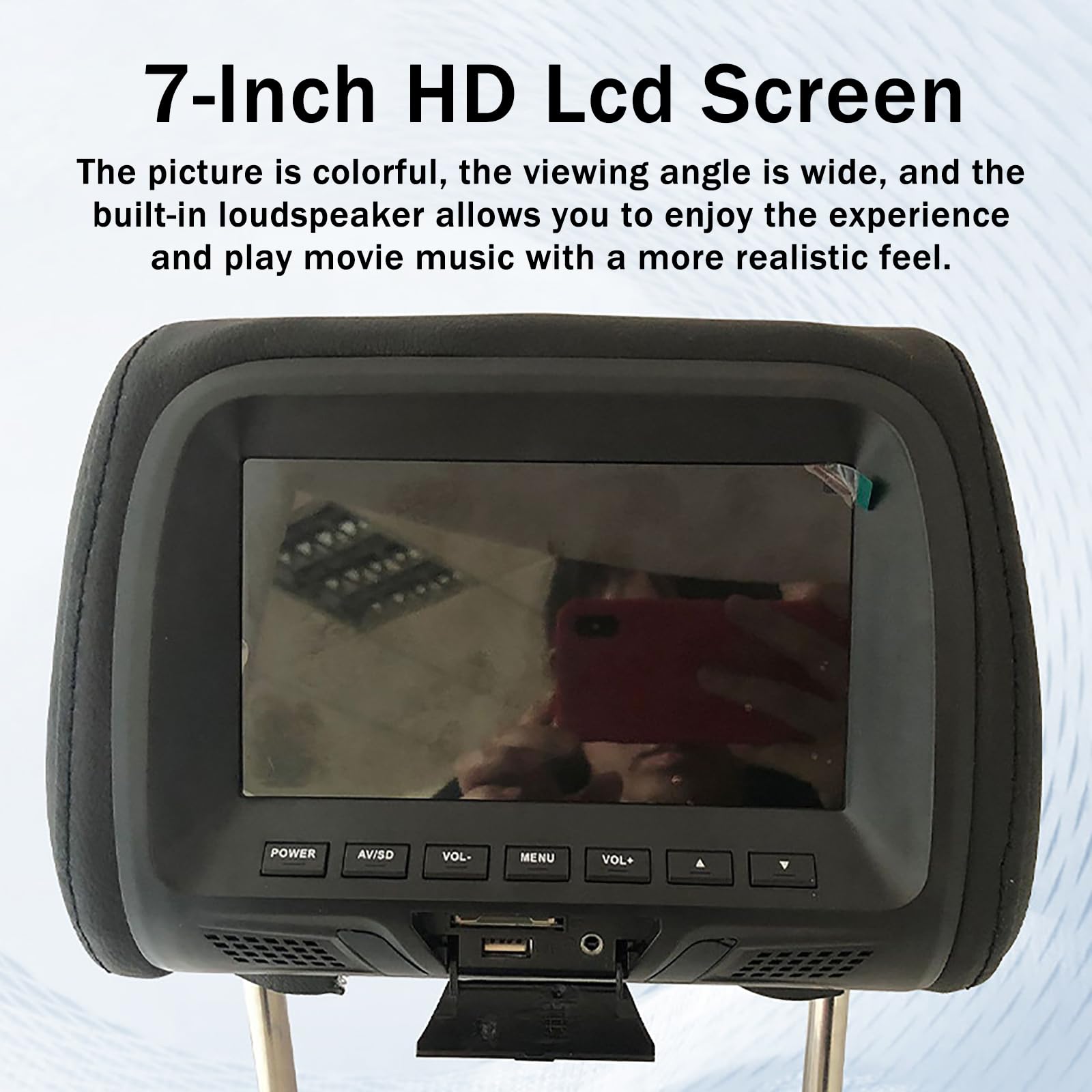 Monitor per Poggiatesta per Auto (7 Pollici), Lettore Dvd di Navigazione Universale per Auto, Display HD 16:9/4:3, Telefono + Connessione Bluetooth, Distanza Regolabile,Black