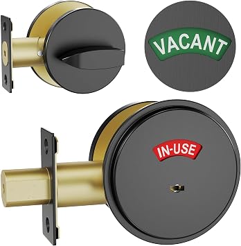 Grade 2 ADA Commercial Heavy Duty Privacy Deadbolt with Occupancy Indicator, Reversible Left/Right Handed, 2-3/4" Backset Vacant/in-use Bathroom Door Lock for Office/Resturant/Gym 1, Black