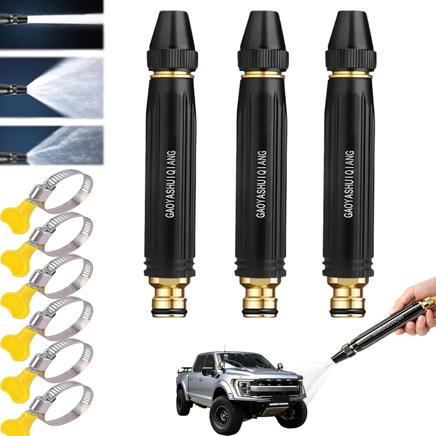Home High-Pressure Car Wash Water Gun, High-Pressure Home Wash Water Gun & Hose Set, Multi Function Lawn & Garden Watering Sprayer for Plant Watering Lawn Car (5set)