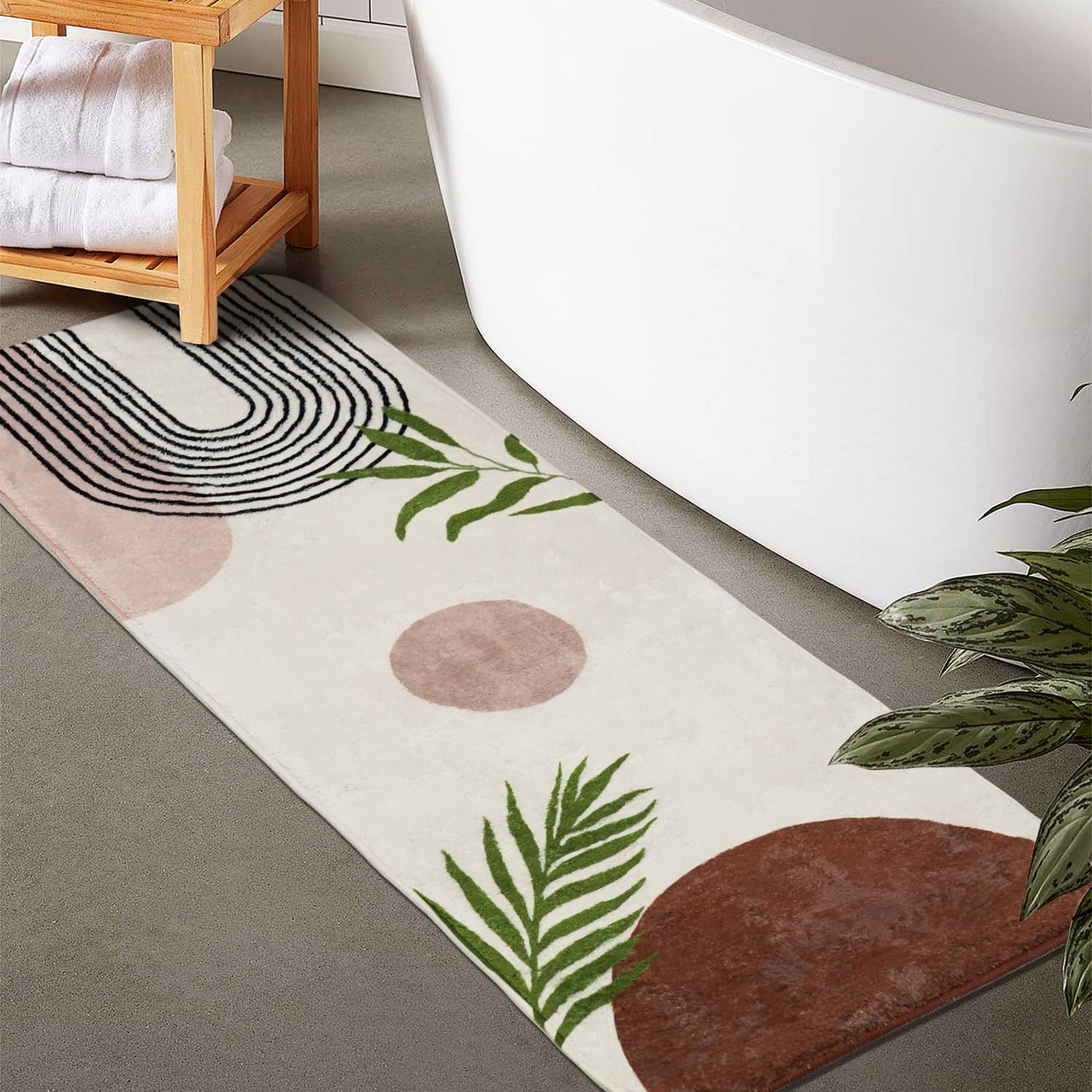 bsheuancek Boho Bathroom Runner Rugs 24 x 60 Non Slip, Large Long Bathroom Rug Cute Bath Mat for Bathtub Washable Shower Rug