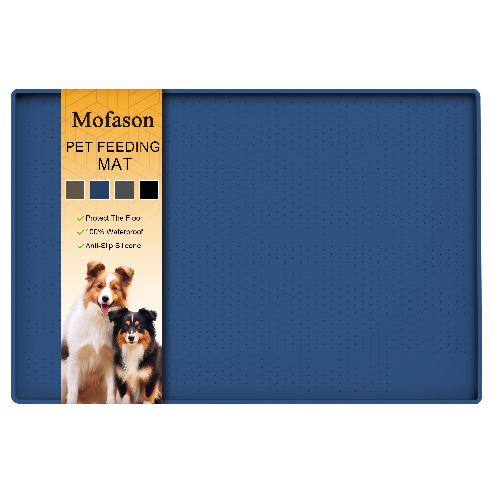 Mofason Pet Food Mat Waterproof Dog Mat 24”x16” Large – 0.5” inch Raised Edge, Pet Cat Silicone Feeding Placemat Water Bowl Tray for Floors, Nonslip