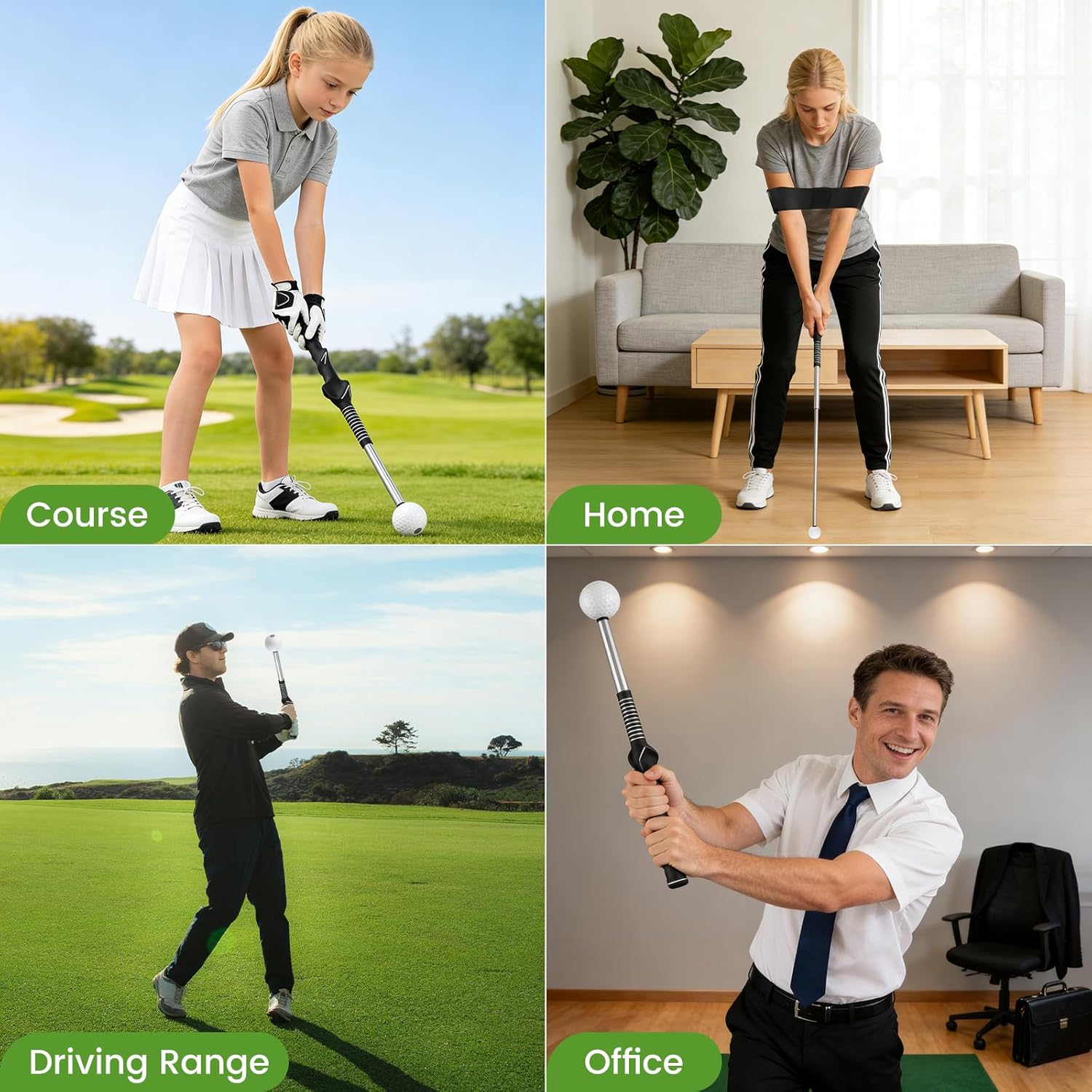 Retractable Golf Swing Training Aid, Telescopic Club Indoor & Outdoor Practice Warm-Up Golf Swing Trainer -Strength & Tempo Training for Golfer Beginner Men Woman Golf Gift