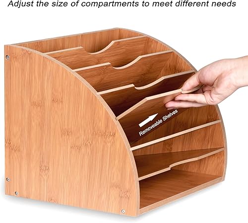 Miniatura 6 de WuGeShop Organizador de archivos en forma de abanico de 7 niveles para escritorio, clasificador de archivos de almacenamiento de escritorio con