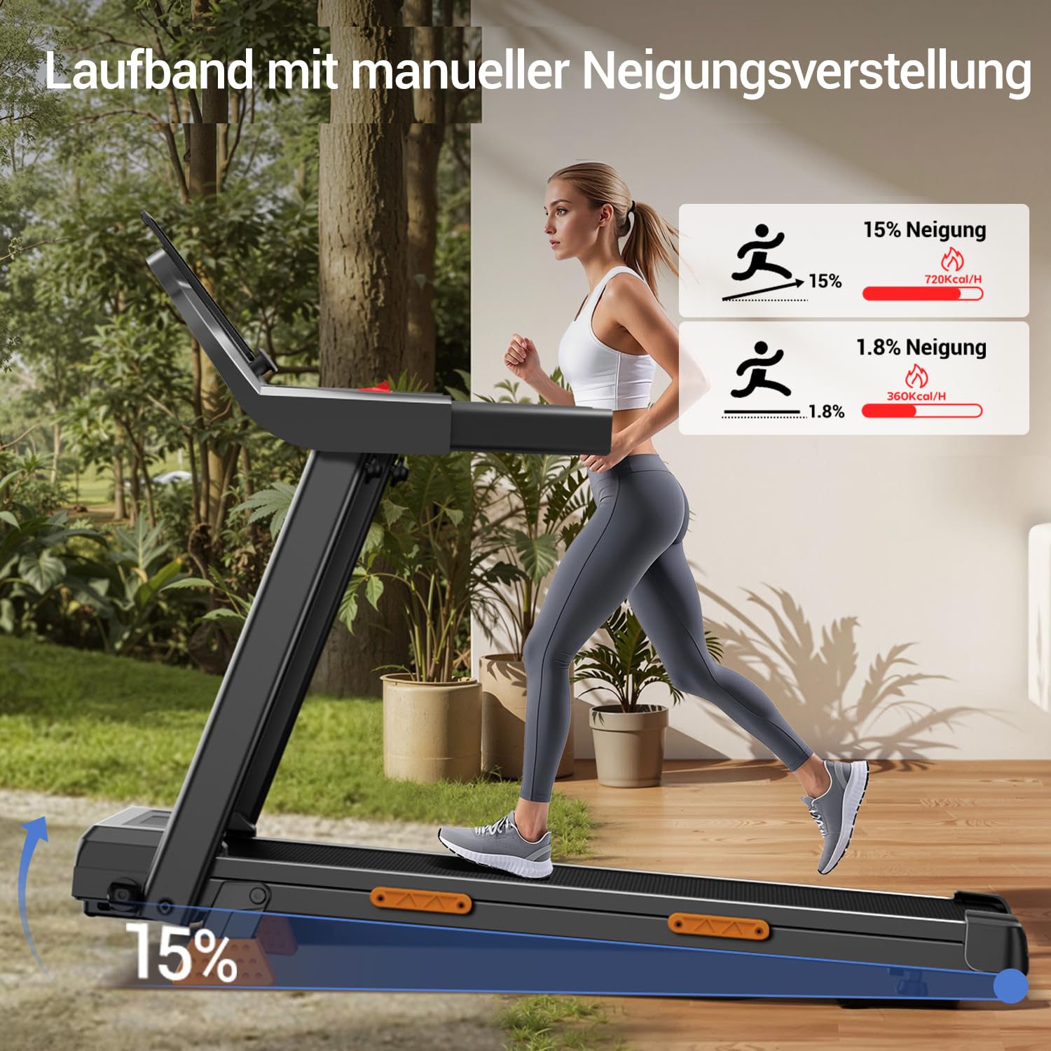 LONTEK Cinta de Correr Plegable con Inclinación 9% | Cinta de Andar Plegable 12KM/H,Caminadora Electrica para Casa Equipado con un Motor de 3.0 CV y Pantalla LED,136KG