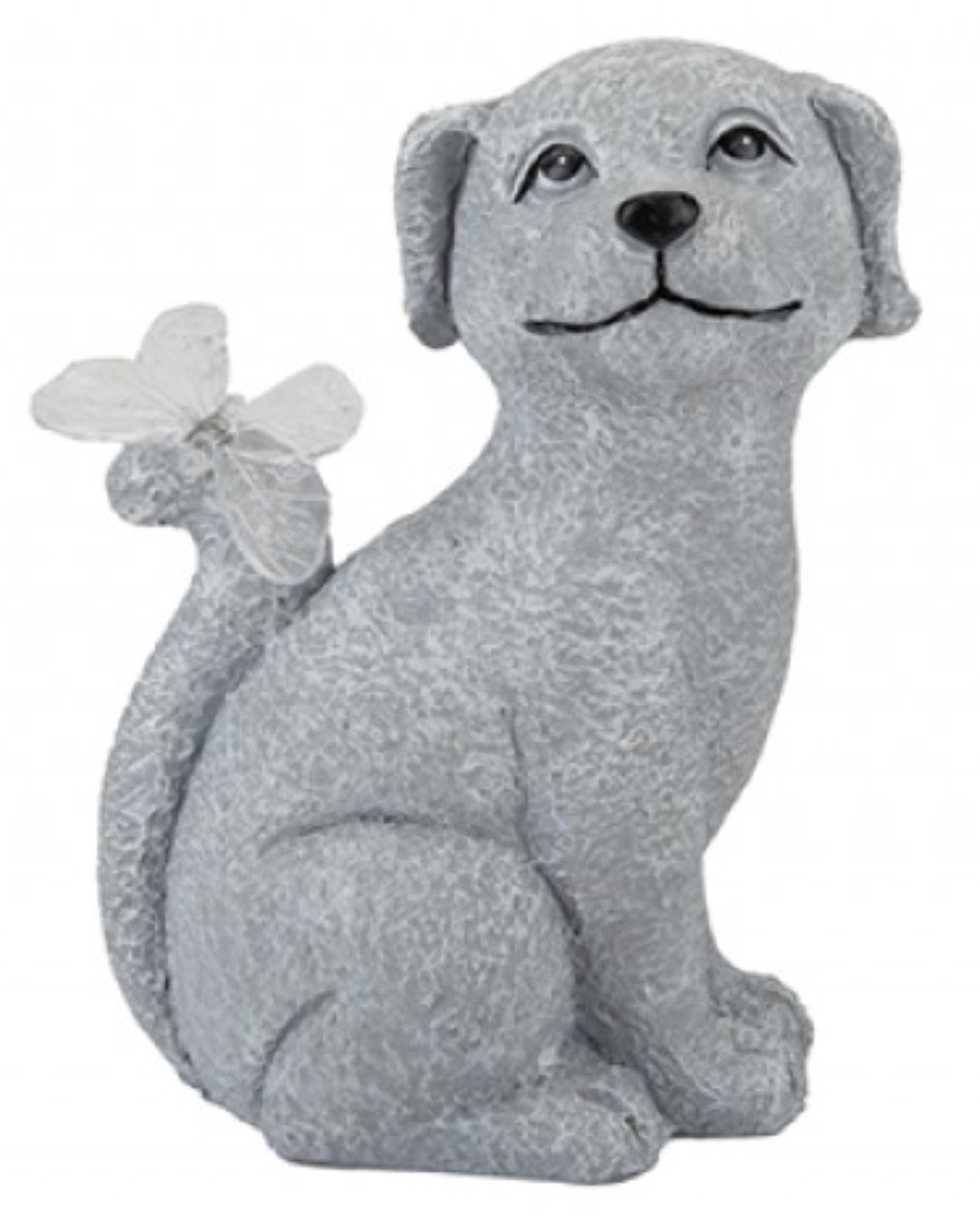 JMS we create smile - Cute Sitting Puppy Garden Statue with Butterfly Accent – Decorative Resin Dog Figurine for Home, Patio, Lawn & Outdoor Décor (Dog)