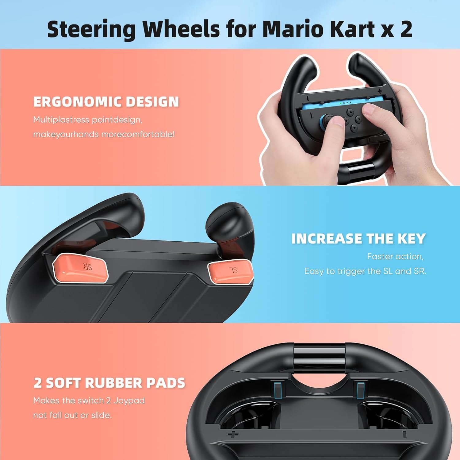 Switch 2 Accessories, Bundle Case for Nintendo Switch 2 (2025), MENEEA 20-IN-1 Kits: Carrying Case, Controller Charger Dock, Grips for Joy Con,Steering Wheels for Mario Kart,Protective Cover for Controller Console for Switch 2 (Black) 7 718Jf9wi4LL. SL1500