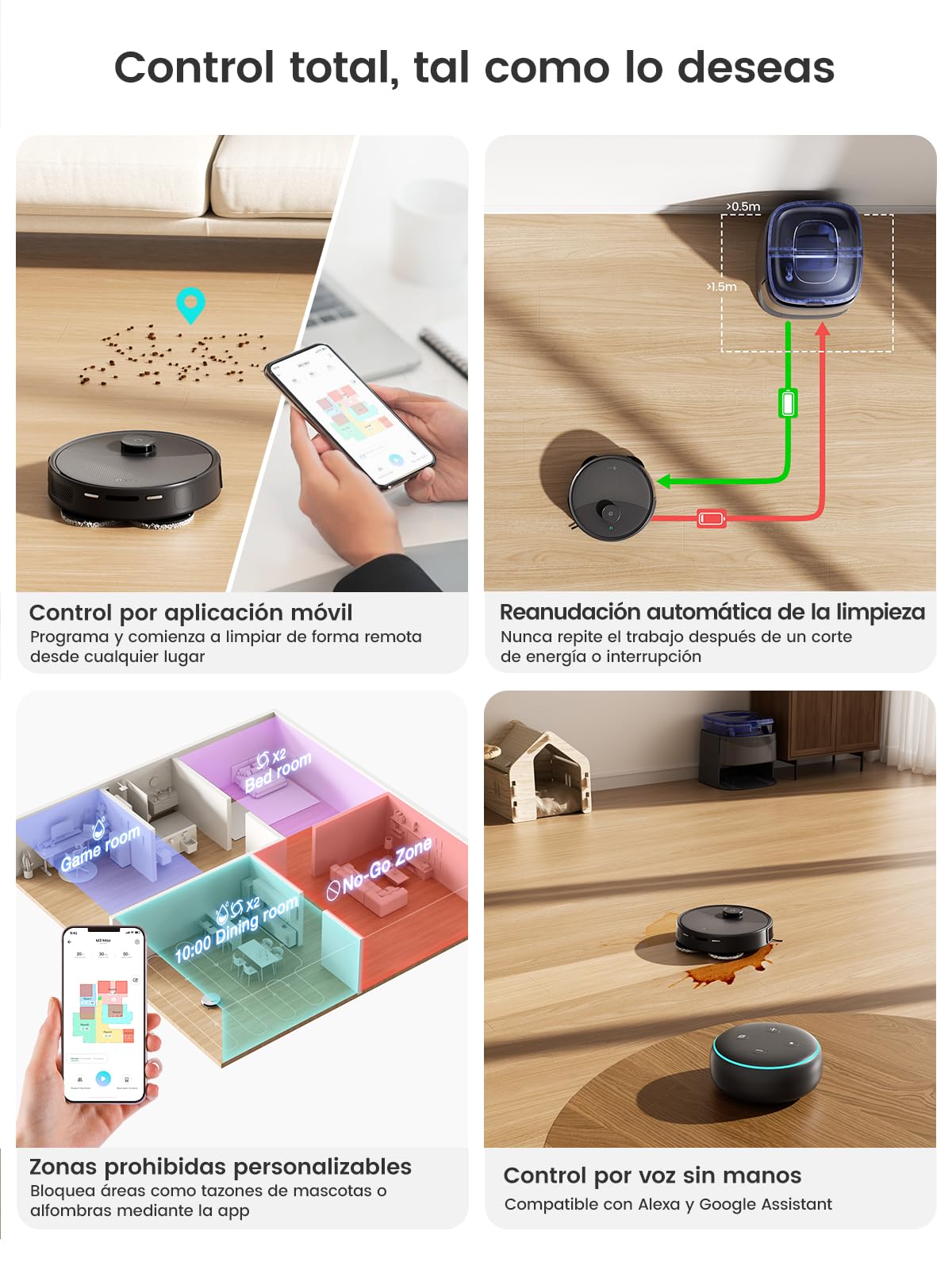 Lefant M3 MAX Robot Aspirador y Fregasuelos con Base de Autovaciado, Todo en Uno 20 000 Pa, Autonomía 210 min, Autovaciado 3,2 L, Autolavado/Secado Mopa, Navegación dToF, 5G WiFi/Alexa/App, Negro