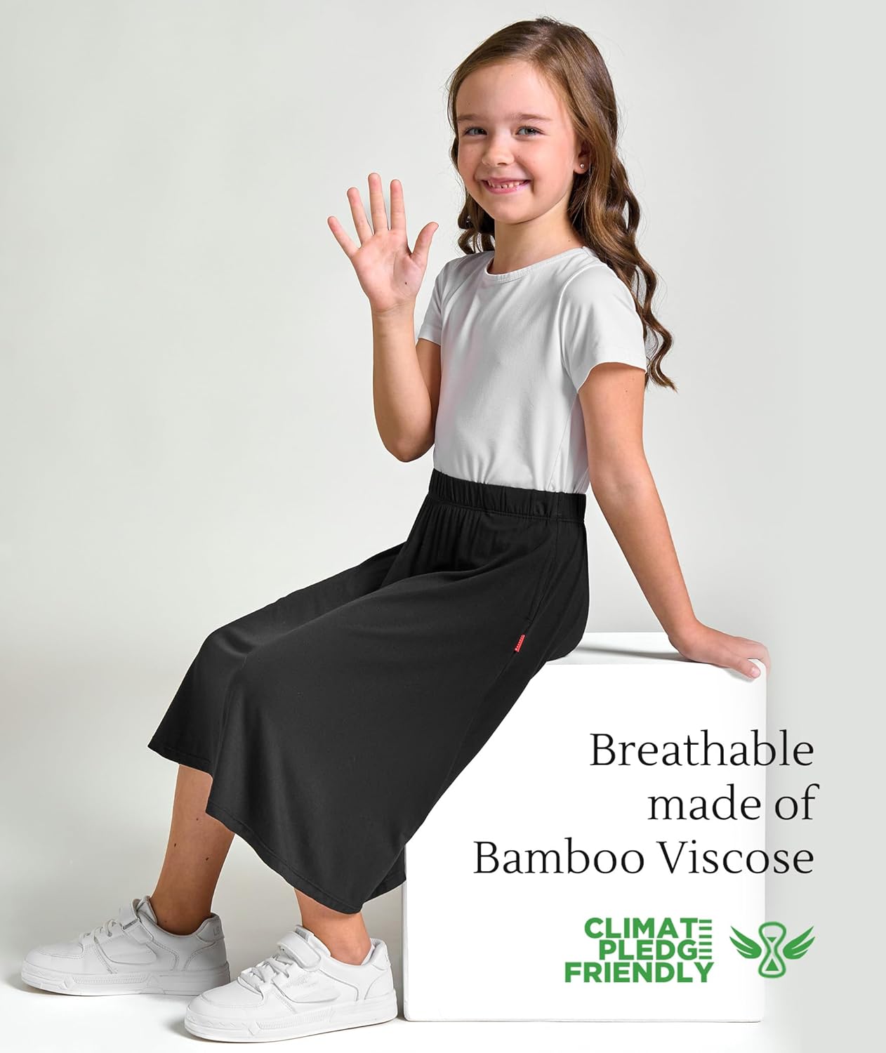Girls Flowy A-Line Skirt 6-14 Years, Summer Midi Skirts Kids for School, Viscose from Bamboo - Image 6
