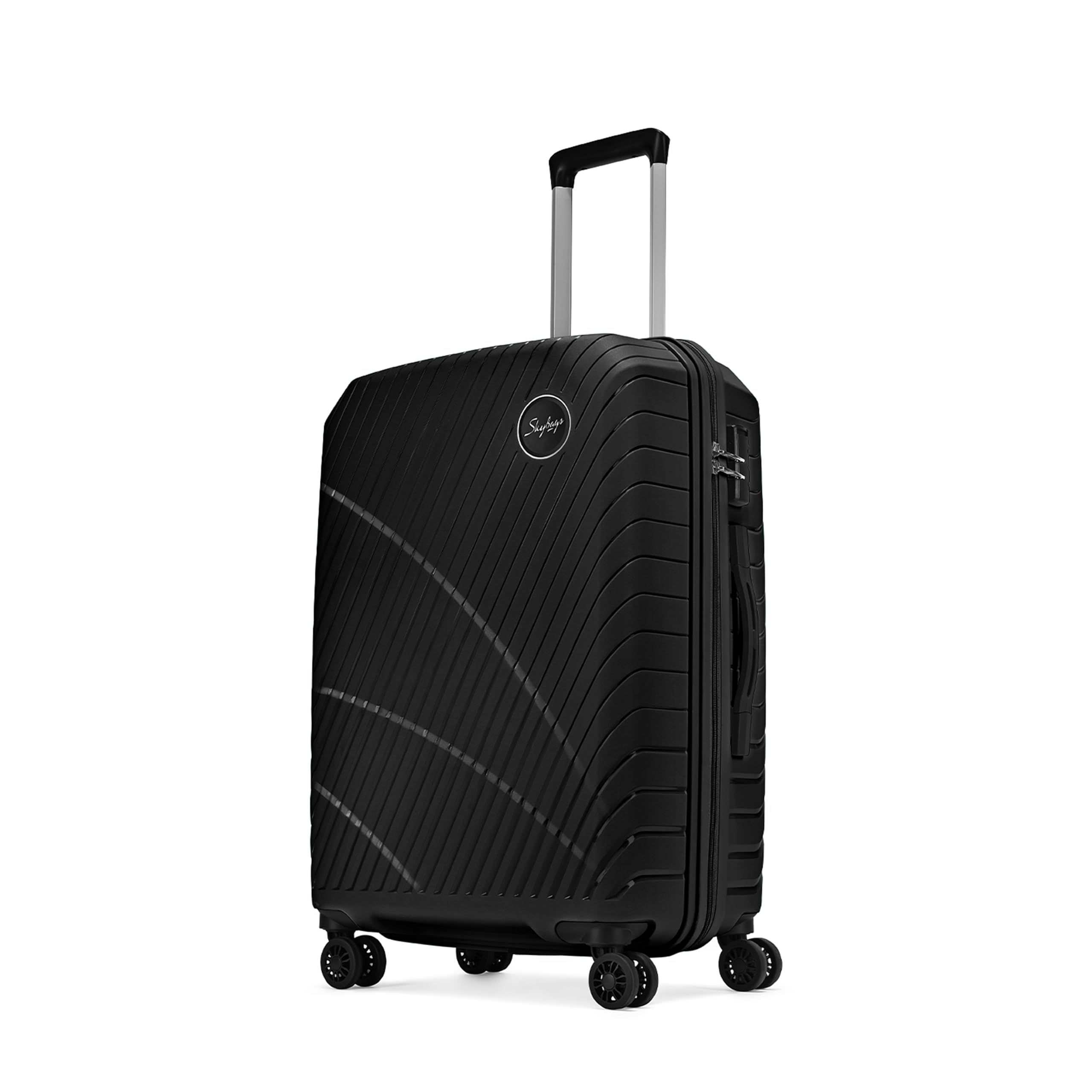 skybags Streax | Check-in Trolley Bag, 66 Cm, Medium Hardside Luggage | 8 Wheels, Combination Lock | Polypropylene | Suitcase for Travel | 5 Year International Warranty | Black-picture-18