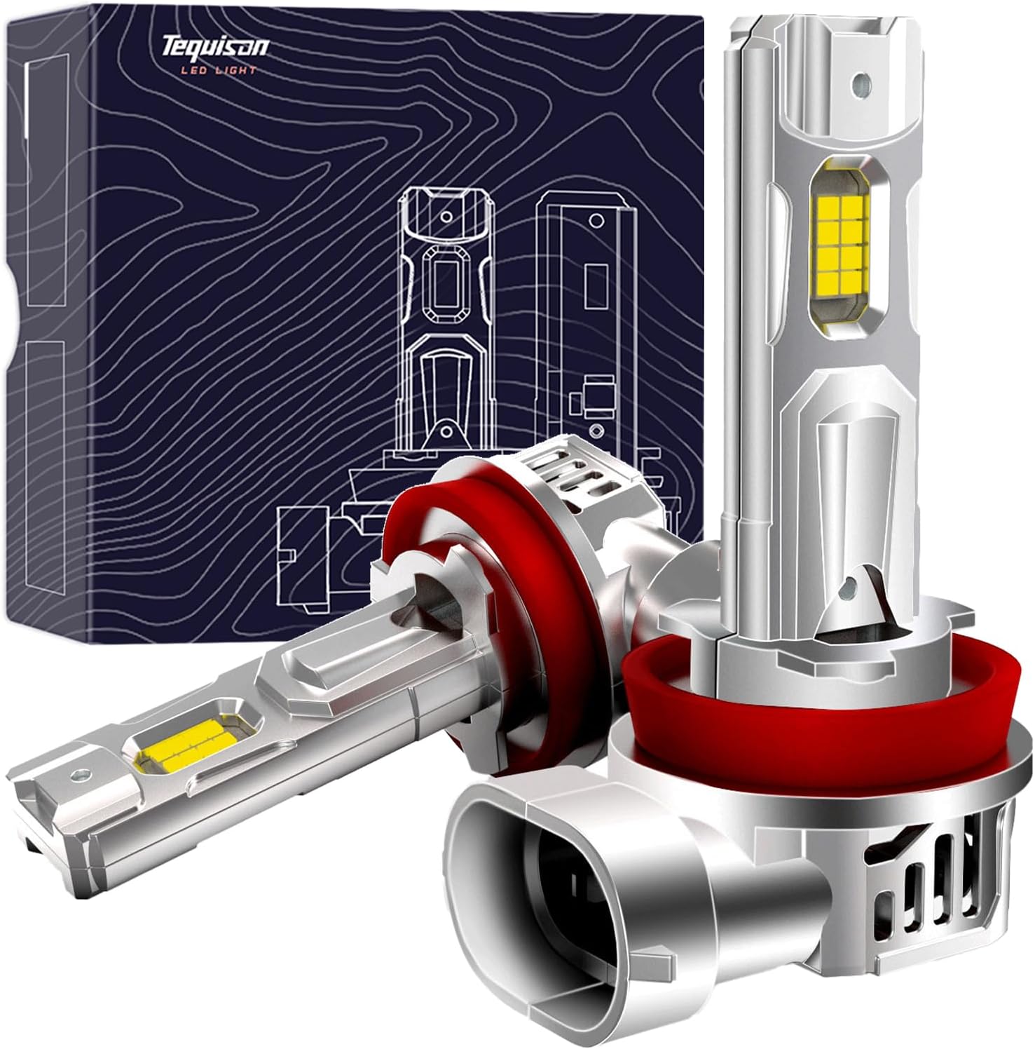 H11/H8/H9 Bulbs, 50000LM Ultra Brighter 6500K Cool White with 14000RPM Cooling Fan, Plug and Play, Fog Lights, Pack of 2