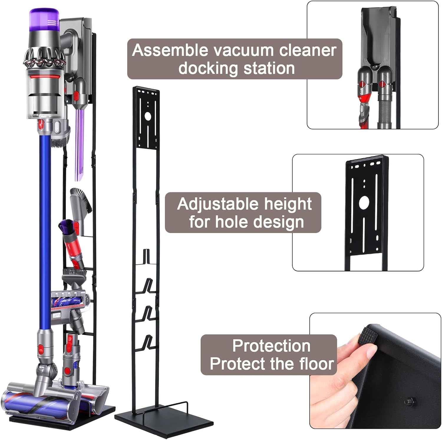Vacuum Stand Compatible for DysonV15V11V12V10V8V7V6,Metal Storage Bracket Compatible for Dyson Handheld Cordless Vacuum Cleaners & Accessories & Attachments，Equipped with Trigger Lock