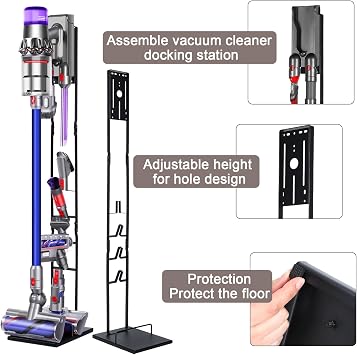 Vacuum Stand Compatible for DysonV15V11V12V10V8V7V6,Metal Storage Bracket Compatible for Dyson Handheld Cordless Vacuum Cleaners & Accessories & Attachments,Equipped with Trigger Lock