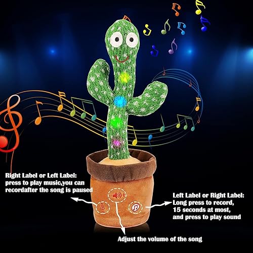 Miniatura 7 de Emoin Juguete de cactus que habla de cactus bailarín, juguete de cactus para bebés, canción para niños y caja, imitando la grabación y repitiendo lo