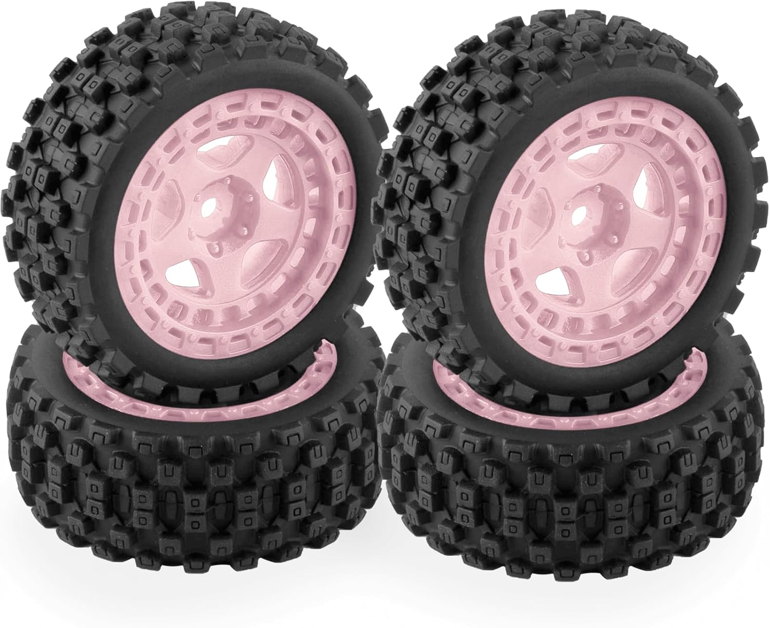 RC Wheels and Tires for 1/18 Typhon Grom RC Crawler Car,RC Buggy Wheels & Rubber Tires,RC Truck Tires RC Wheels,4pcs,Pink