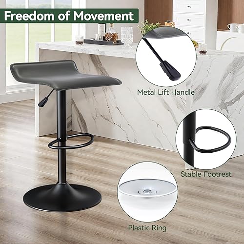 Miniatura 17 de Vogue Furniture Direct Juego de 2 taburetes de bar ajustables, modernos taburetes de bar giratorios de piel sintética para elevador de aire, silla
