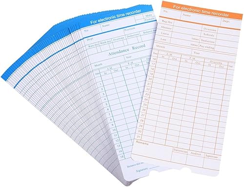 Yescom 50 tarjetas de reloj de tiempo mensual para registrador de nómina de asistencia de empleados
