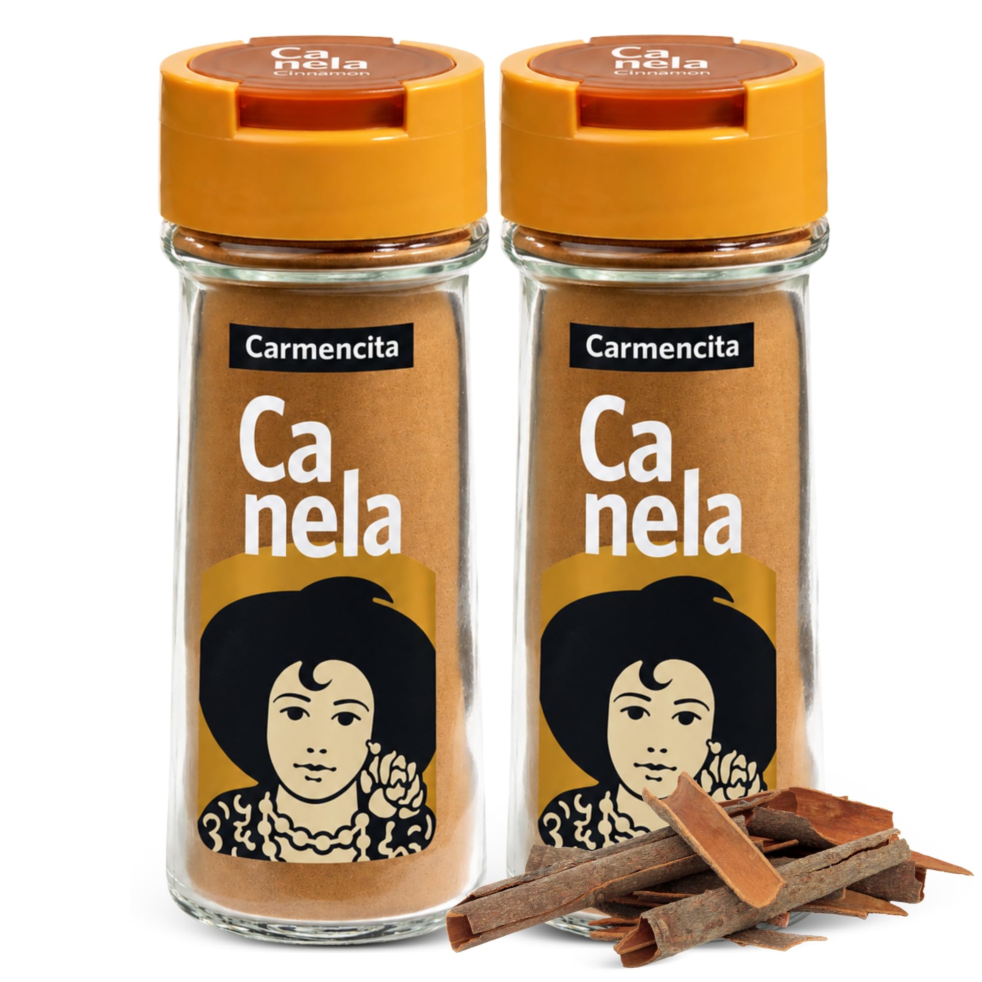 Sazonador Canela Molida Carmencita, Ideal para potenciar tus postres con toque dulce y aromático, salteados de verdura y en tus desayunos de cereales o avena, Sin Gluten, Contiene 2 unidades de 43 g - imagen 1