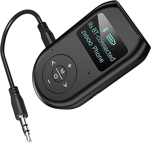 ZIIDOO Adaptador Bluetooth inalámbrico 4 en 1 con pantalla de visualización, adaptador de audio Bluetooth 5.0 de baja latencia para TV, PC, coche,