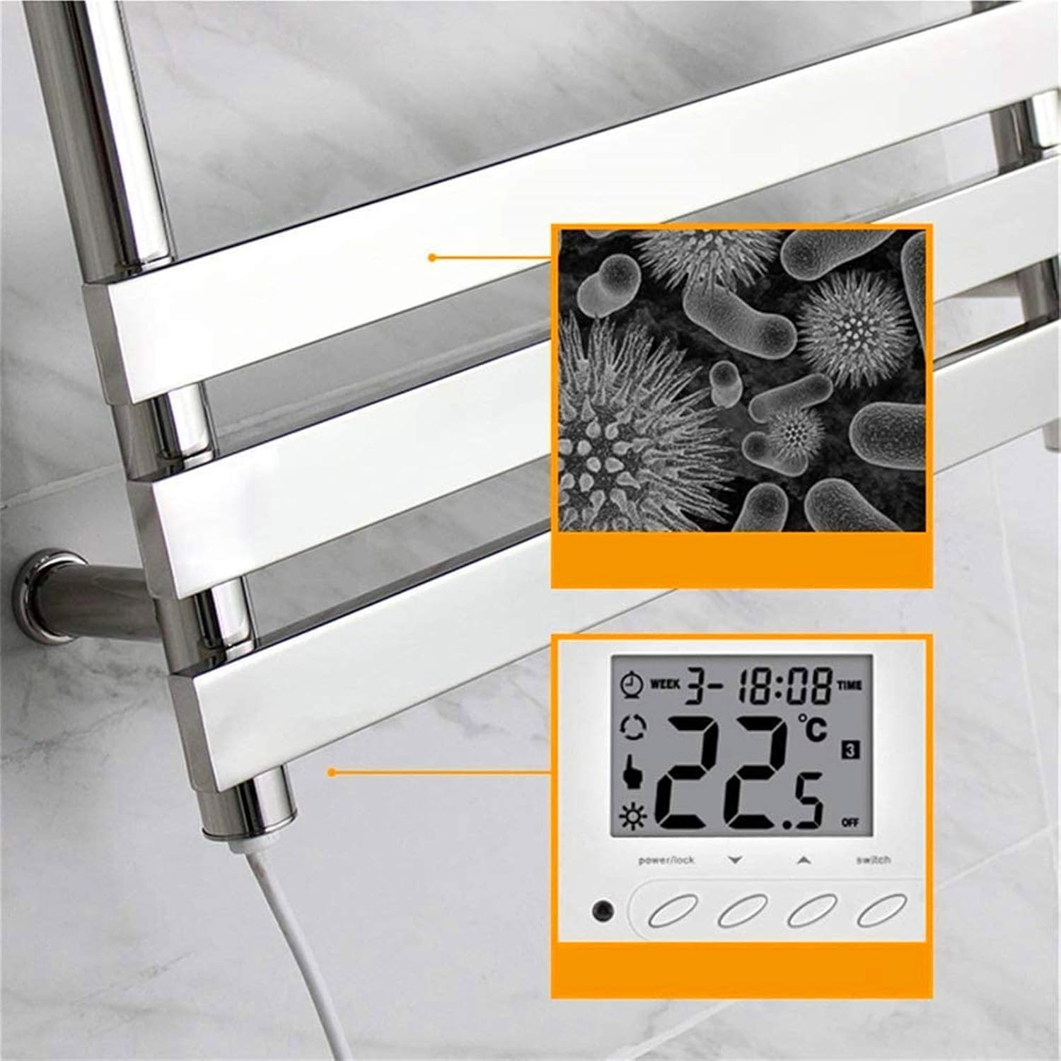 Bathroom Wall heaterTowel Warmer,ElectricTowel Rack, ElectricTowel Drying Rack for Bathroom Stainless Steel Keep YourTowels and Clothes DryTowel Dryer Bathroom Accessories(Plugin