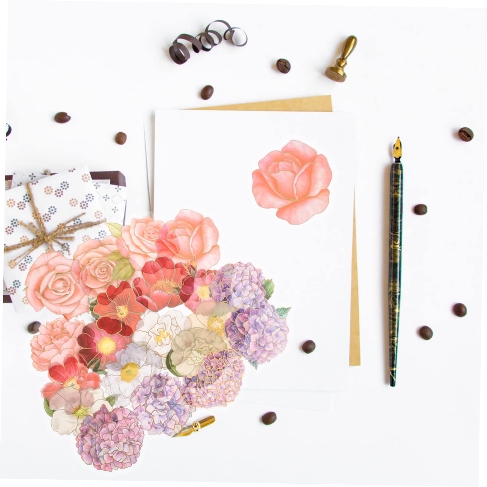 Angoily 5 Set Adesivi Floreali Etichetta Scrapbooking Diario Floreale Fiori Estetico Adulto Journaling Simpatici Adesivi Decalcomanie Per Album Adesivi Decorativi Plastica 40 Fogli*5