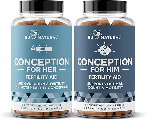 Eu Natural Conception Fertility for Her & Him - Combo de suplementos de fertilidad para mujeres y hombres - Vitaminas prenatales - Promueven el