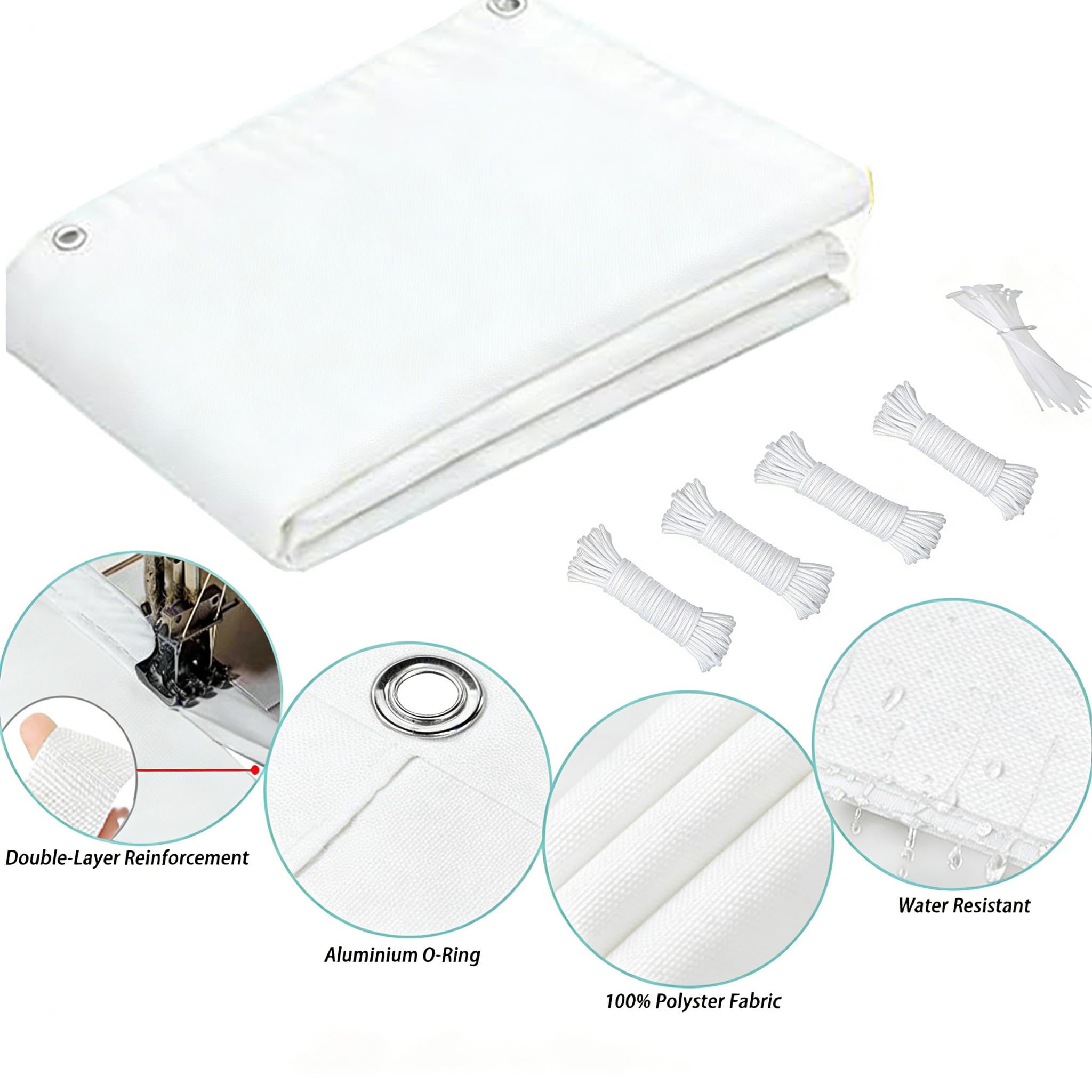 Voile d'ombrage Rectangulaire étanche 2.5x5.5m,Blanc Protection Solaire et Brise-Vue,Filet d'ombrage avec œillets en Acier Inoxydable,pour extérieur, terrasse, Jardin et arrière-Cour