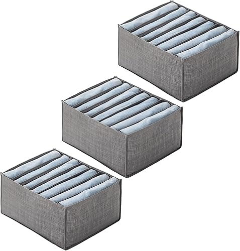 HOAZIACEHN Organizador de cajones de ropa 3 piezas organizador de ropa de armario caja de almacenamiento de jeans de tela no tejida para pantalones