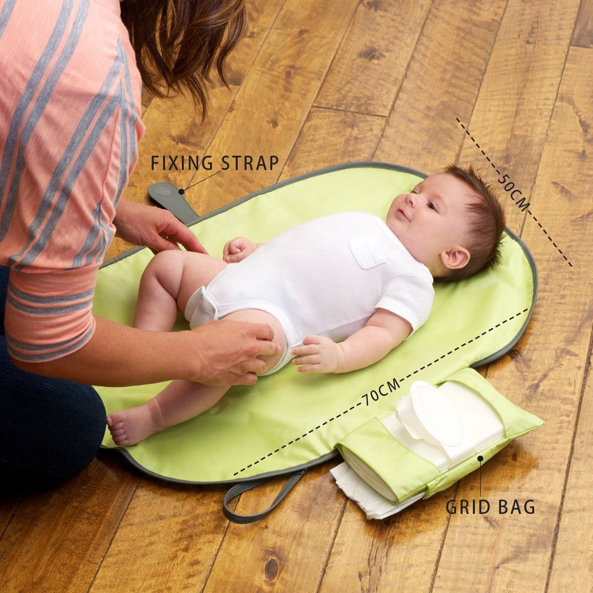 Fasciatoio Portatile Pieghevole 3 Strati - Impermeabile 58x30 Cm - Pratico Per Viaggio E Auto