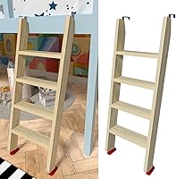 LBMBMO 50-60" Solid Wood Bunk Bed Ladder: Extra Wide 15.7" Steps, 660lb Capacity, Non-Slip for RV, Dorm, Loft Beds