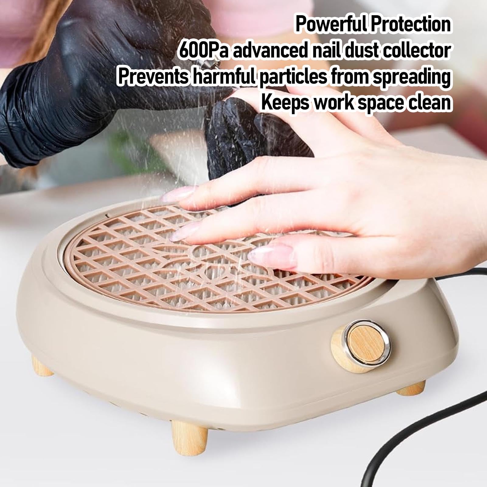 Nail Dust Collector, 5000 RPM Supplies Stuff with Reusable Filter for Acrylic Polishing,Salon and Home (US Plug)