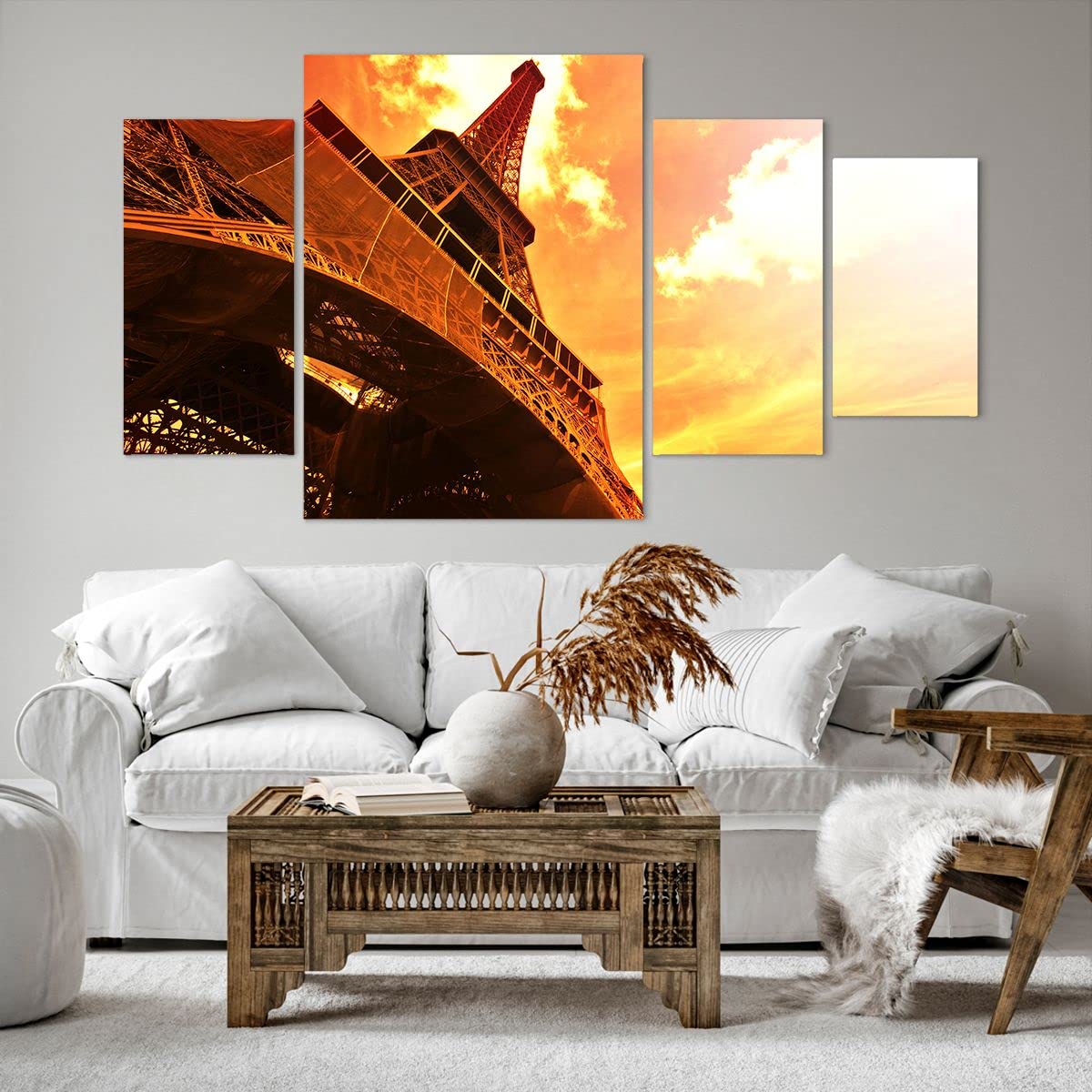 Quadro Su Tela Parisi Torre Eiffel 122x61 Cm - Stampa Moderna Graffiti, Pronto Da Appendere, Decorazione Soggiorno