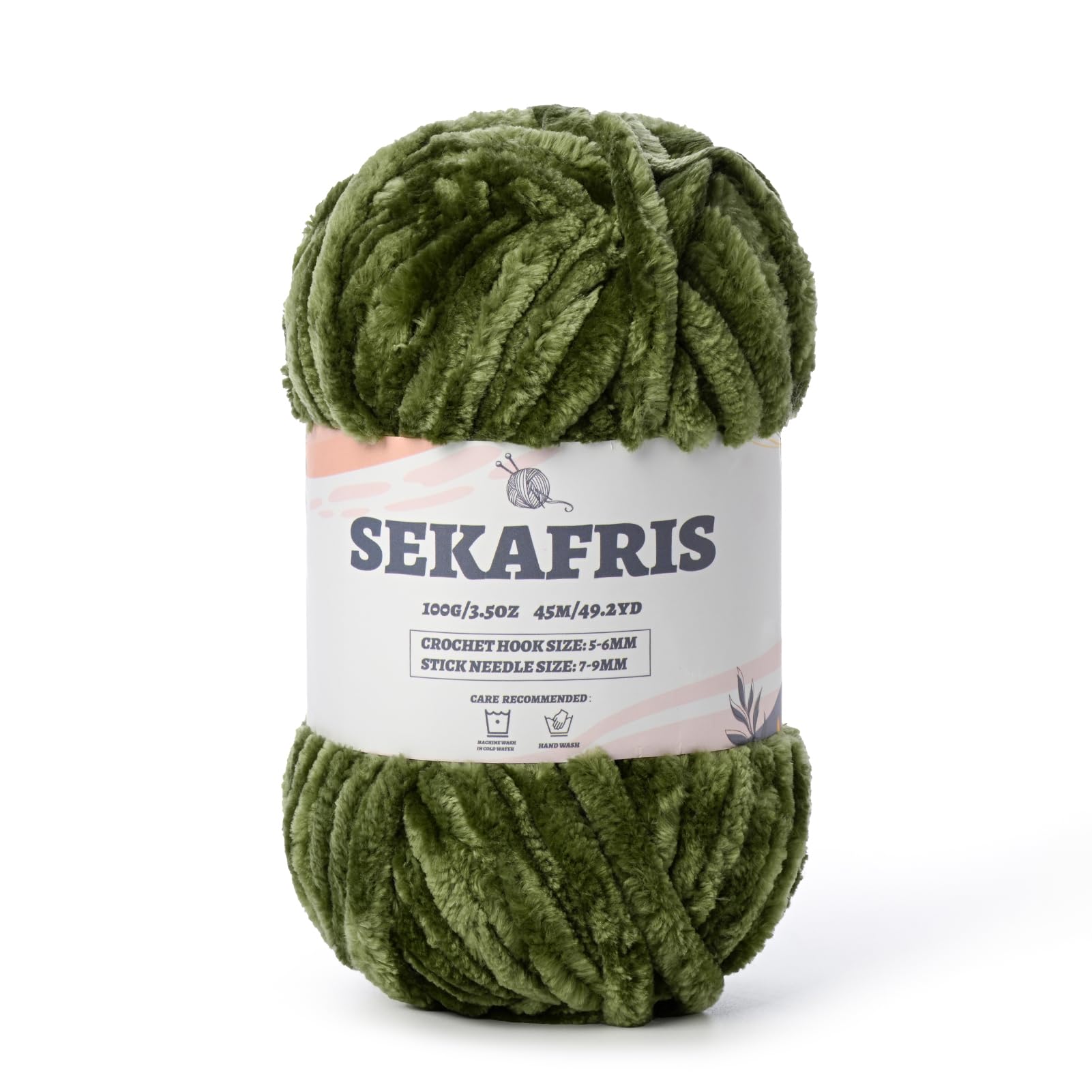 Chenille Velvet Soft Yarn Army Green 1 Pack