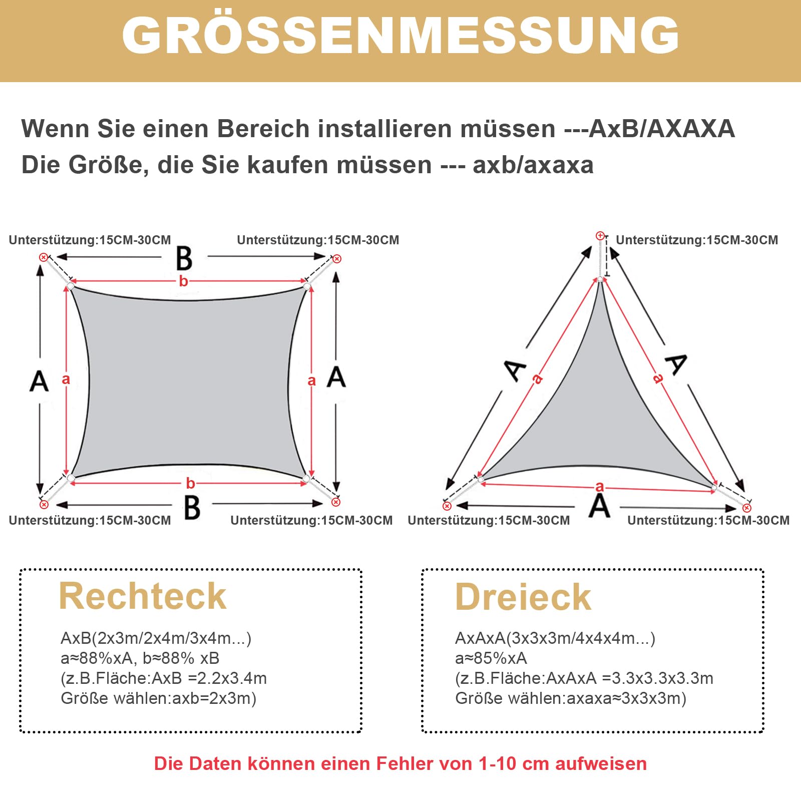 sonnensegel 2 5x4m AXT SHADE Wasserdicht Rechteckig 2,5x4m 98% UV-Schutz Sand Kaufe SEAMETAL Lenkerband, rutschfest, MEN Durchmesser:31 mm