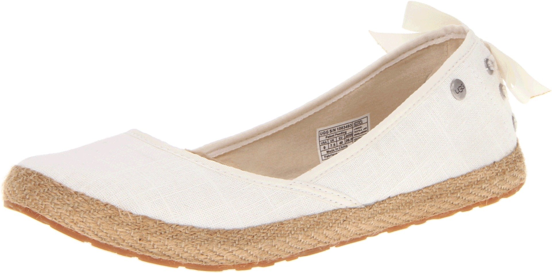 UGG Womens Indah White Canvas Flat 5 B - Medium