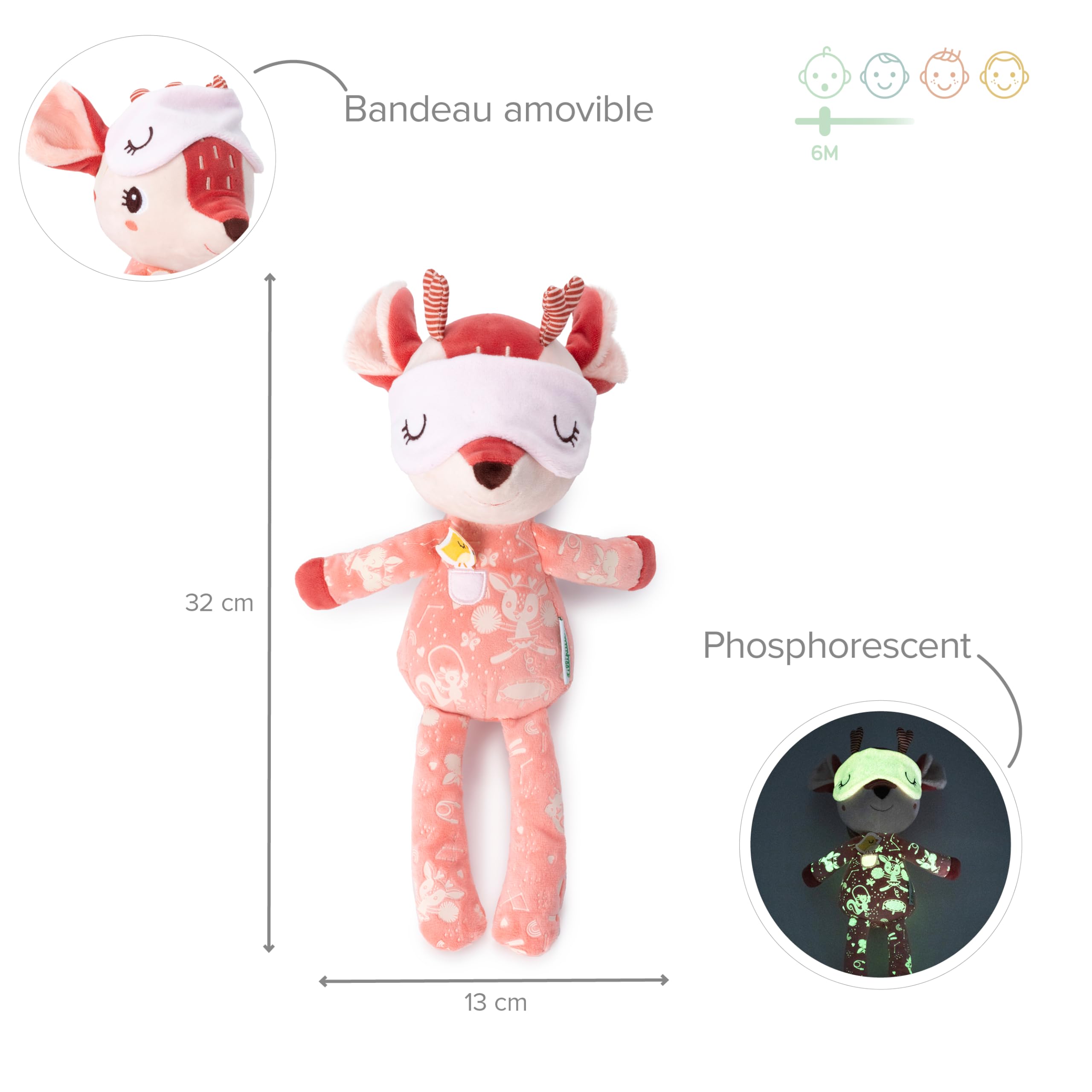 Lilliputiens Stella Amiga De La Noche – Peluche Fosforescente Con Pijama Mágico, Ideal Para La Siesta Y Noche, Desde 6 Meses (83448)
