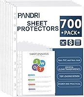 Vista 11 de PANDRI - Protectores de hojas, paquete de 300 protectores de páginas de plástico transparente y resistente, con 11 agujeros para carpetas de 3