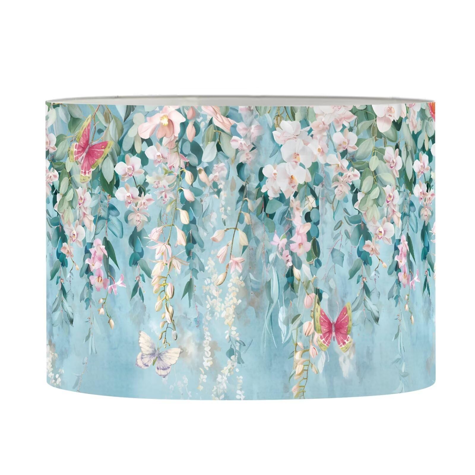 FANCOSAN Blue Flowers Drum Lampshades Cover Durable Lamp Shade Replacement for Bedside Table Desk Floor Light Home Decor Lighting S