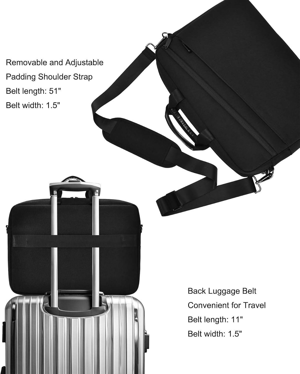 natyrlpog 15.6 Inch Business Laptop Bag for Men & Women, Waterproof Polyester Briefcase for Work, Commute, Travel