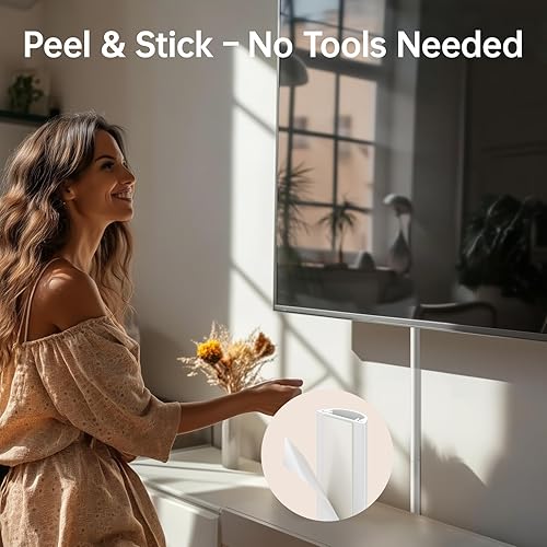 Miniatura 6 de Delamu Cord Hider - Kit de pared adhesivo para pared, cubierta de cable de 42.5 pulgadas de función múltiple para zócalo de pared de esquina al aire