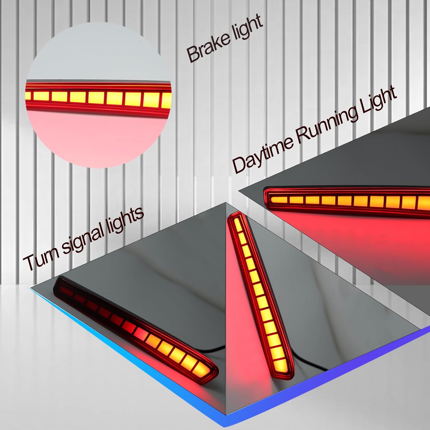 Full LED Rear Reflector Fog DRL Kit for Toyota Corolla 2021-2023 L LE XLE, Function as Dynamic Sequential Turn Signal Lights，Daytime Running Light Kit (REAR REFLECTOR RED)