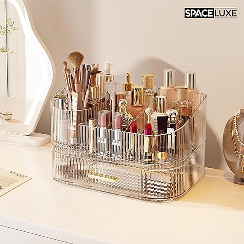 Miniatura 2 de Organizador de maquillaje con cajones y soporte giratorio de 360, almacenamiento de cosméticos de gran capacidad para tocador, cuidado de la piel,