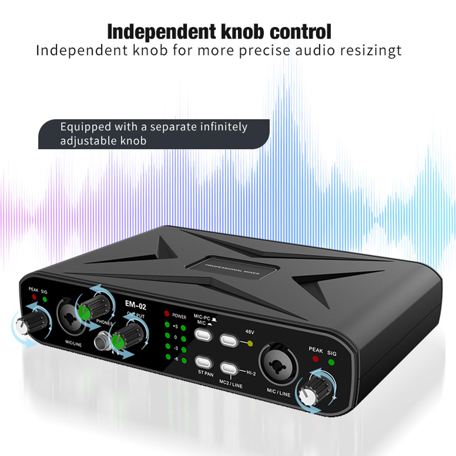 Tarjeta de Sonido USB Externa, Interfaz de Audio de Alta Resolución de 32 bits 384 KHZ con Preamplificador de Micrófono y Alimentación Fantasma de 48 V, para