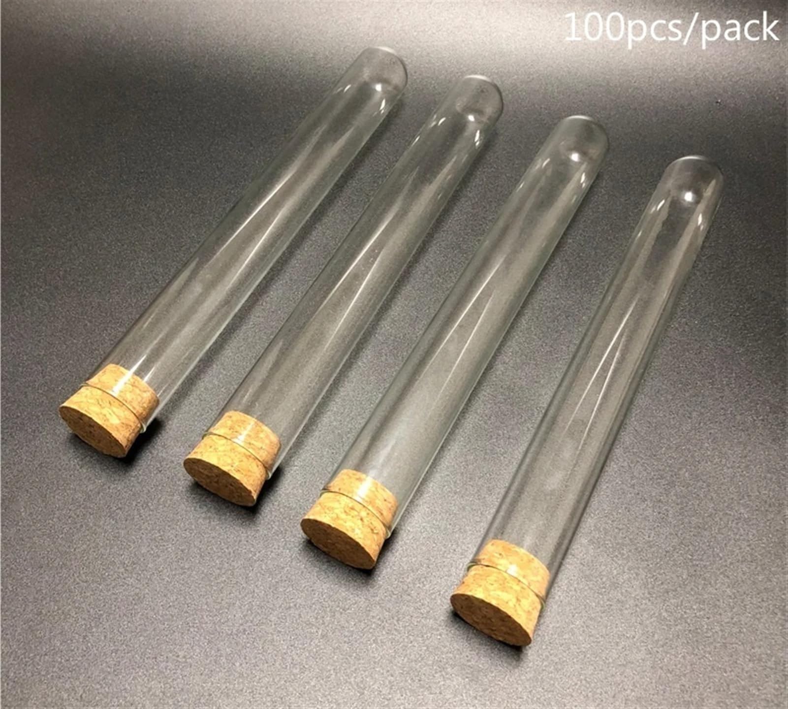 Laborglas mit rundem Boden, 13 x 100 mm, mit Korkverschluss, Laborglas, 100 Stück/Packung