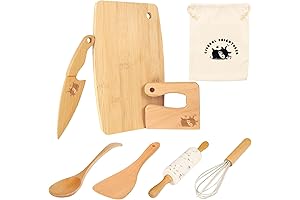 Wooden Toddler Kitchen Tools: Real Cooking Set for Montessori Kids
