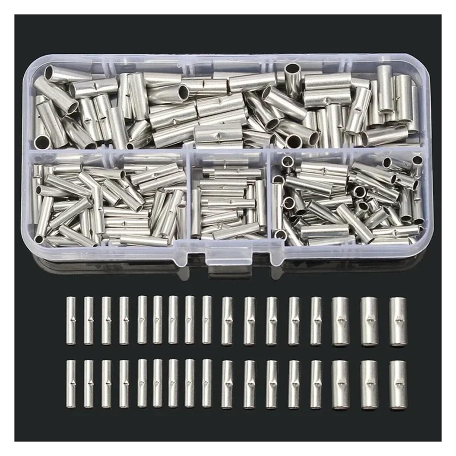 VWWJCCRO 150pcs Non-Insulated Butt Crimp Terminal Ferrules Electrical Cable Terminal Tinned Wiring Set Wire Connector 22-10AWG