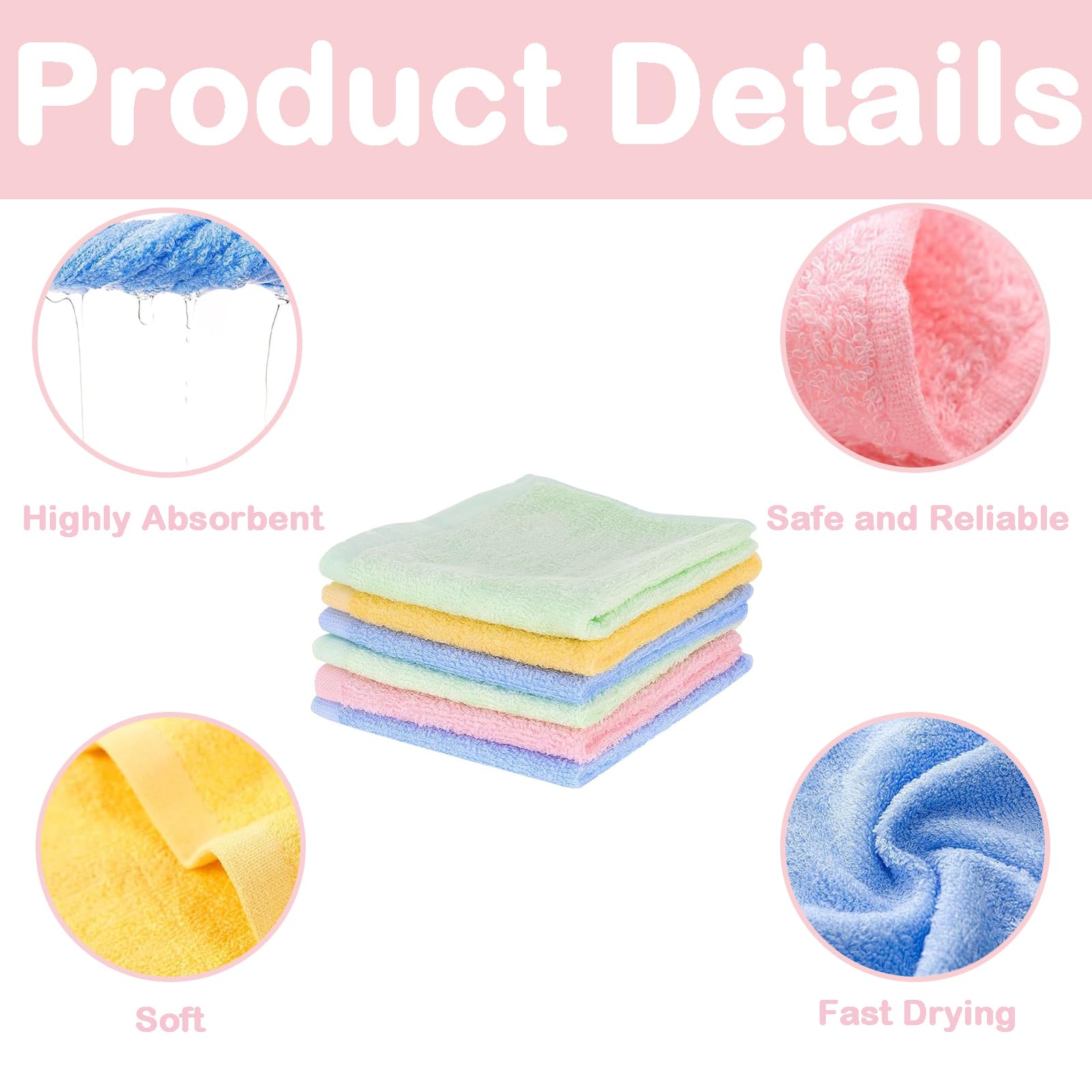 YFHUVB 6PCS Flannel Face Cloth, Bamboo Face Cloths, 30x30cm Baby Flannels - Image 3