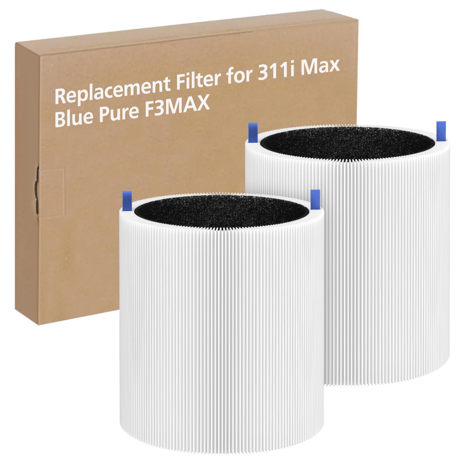 Photo 1 of 2 Pack 311i Max Replacement Filter Compatible with Blueair Blue Pure 311i Max Air Purifiers, HEPA and Activated Carbon Filter, Blue Pure F3MAX