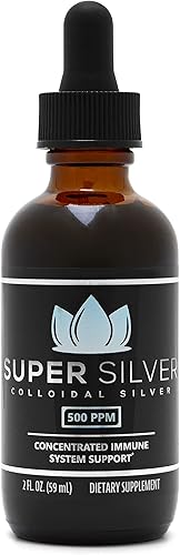 Super Silver 500 PPM Plata coloidal - Botella de 2 onzas con cuentagotas