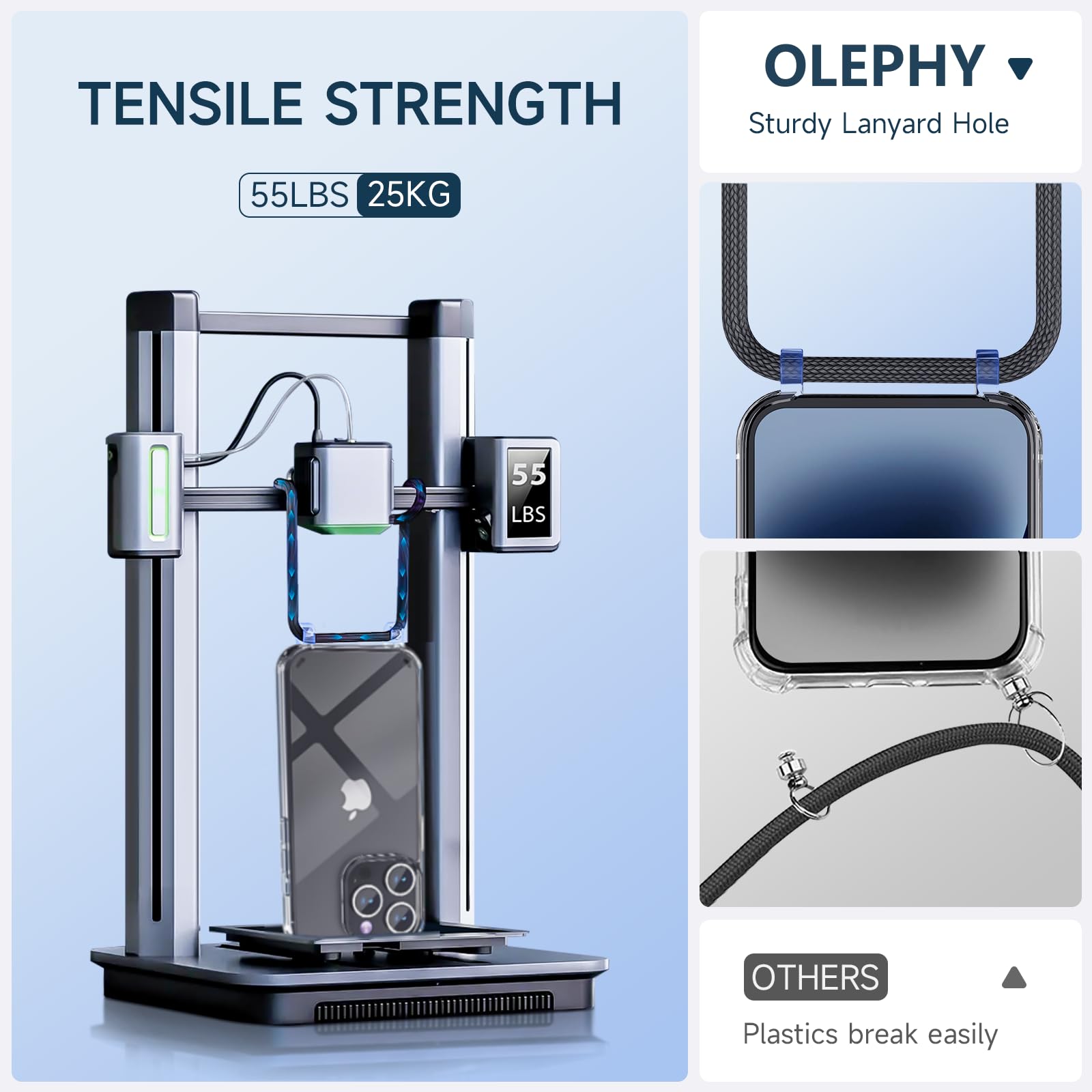 OLEPHY Cover Trasparente con Cordino per iPhone 15 Pro 6,1'',Custodia con Regolabile Collana, Protezione Completa [Antiurto] [AntiGraffio] Case con Laccio Tracolla, Rosa